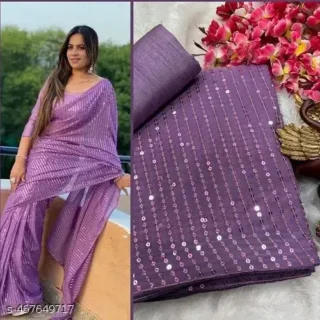 Sparkling Sequin Georgette Saree & Blouse