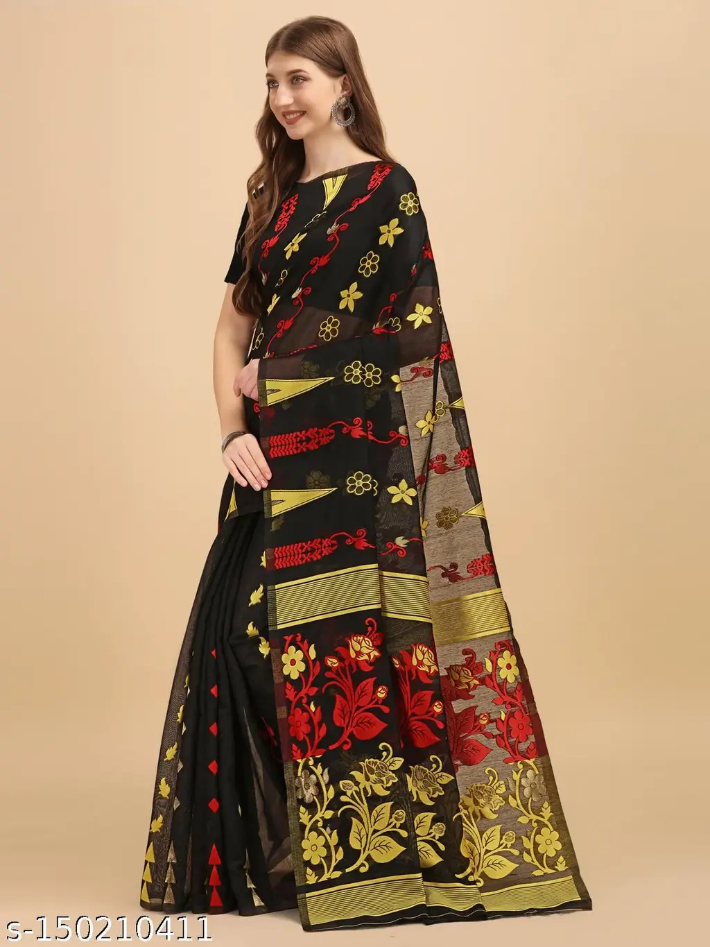 Cotton Linen Jamdani Designer Saree - Image 2