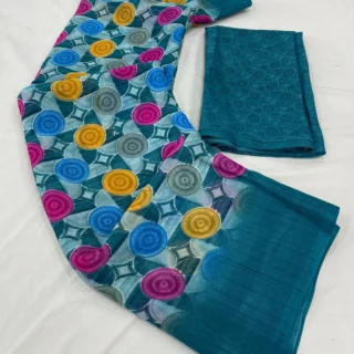 Dori Blue Georgette Saree with Blouse