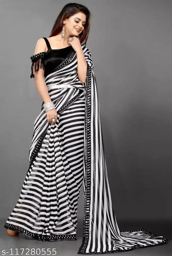 qvhgh_1024.webp Striped Georgette Saree Blouse Black & White