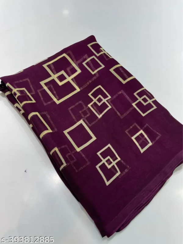 Purple Georgette Geometric Saree Blouse Piece