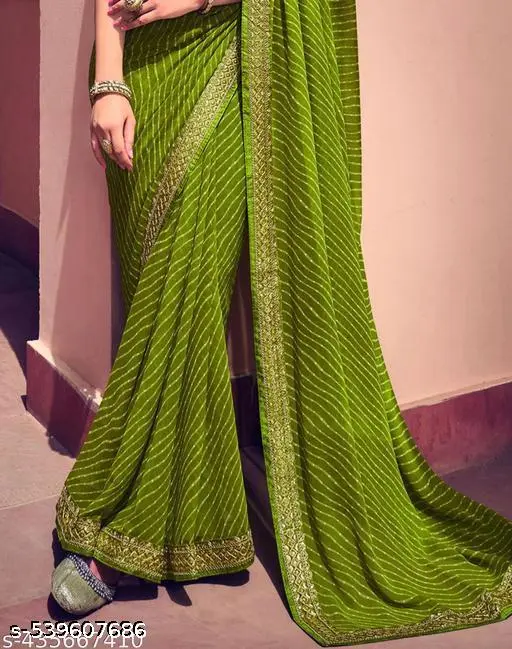 Bandhani Print Banarasi Lace Georgette Saree - Image 2