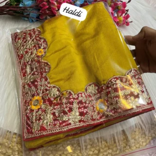 Elegant Chinon Saree: Maslin & Lace
