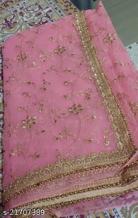 Pink Net Embroidered Saree Blouse - Image 4