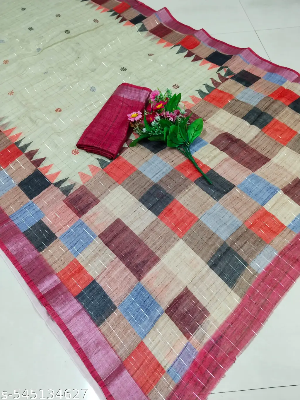 Bollywood Kanjeevaram Linen Cotton Digital Saree - Image 2