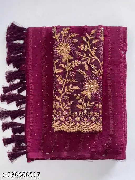 Bollywood Chiffon Saree with Blouse Piece - Image 4