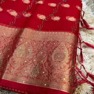 Elegant StoneEmbellished Organza Saree