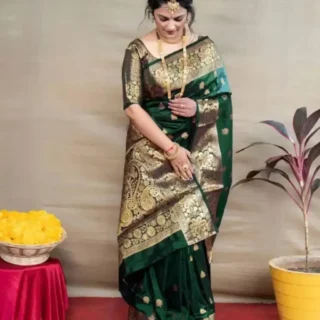 Golden Zari Banarasi Silk Saree