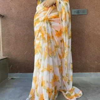 Elegant Floral Print Saree