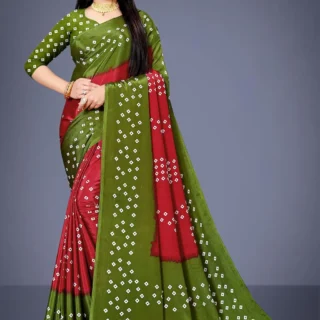 rdf0t_1024.webp Laheja Women's Bandhani Red Saree