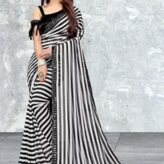 Zebra Stripe Lycra Party Saree
