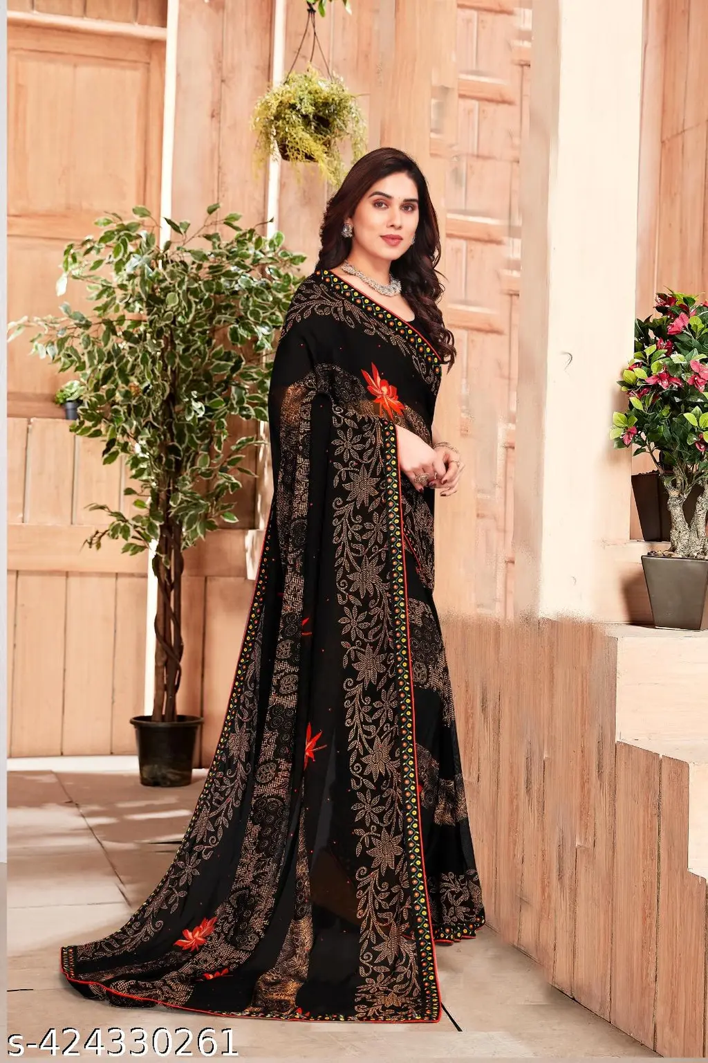 Bollywood Style Printed Georgette Saree - Image 2