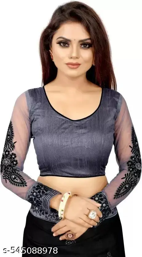 Embroidered Bollywood Net Saree - Image 3