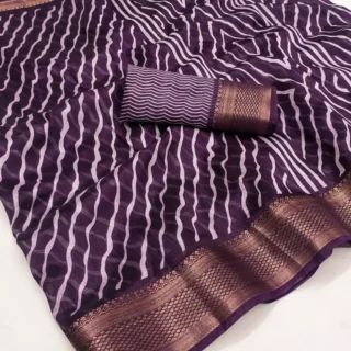 Crystal Leheriya Cotton Saree & Blouse