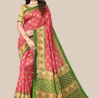 Kalamkari Art Silk Saree Blouse Piece