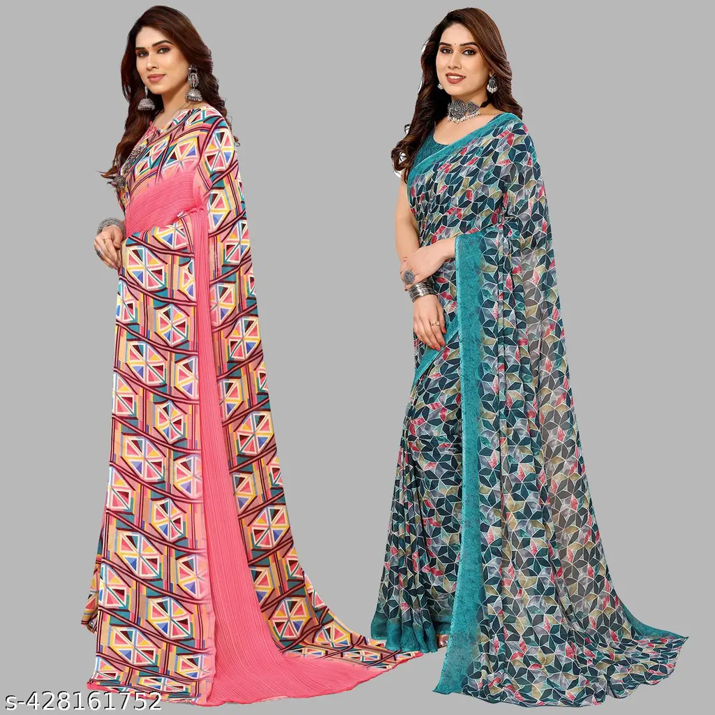 Radhya Daily Wear Georgette Saree (Pack of 2) - Image 2