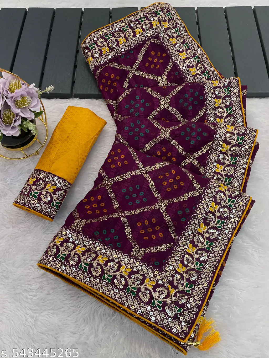 Foiled Bandhani Saree: Haldi Special - Image 4