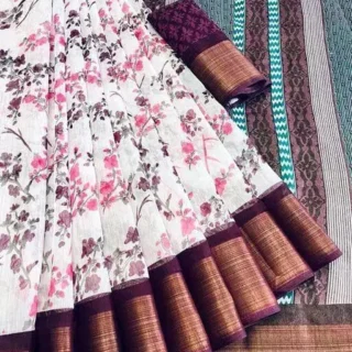 Zarina Tusser Floral Saree: Everyday Elegance