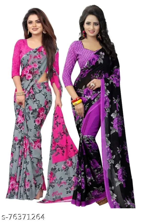 sjiqo_1024.webp Floral Georgette Saree Blouse Pieces (2Pack)