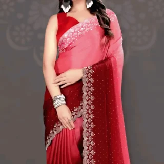Chinnon Saree with Beautiful Blouse