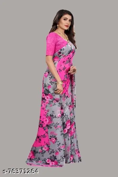 Floral Georgette Saree Blouse Pieces (2Pack) - Image 2