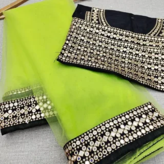 Mint Green Lace Saree Blouse