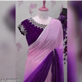Listavio Pink Georgette Silk Saree Pallu