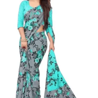 Floral Georgette Saree & Blouse Piece