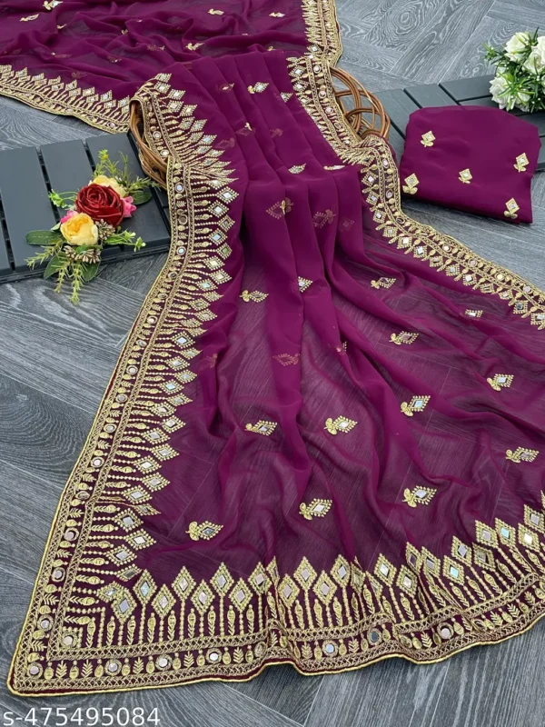 Shibori Embroidered Georgette Saree