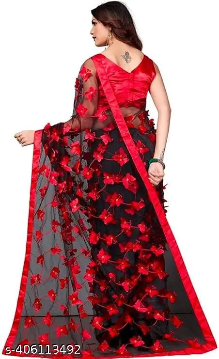 Elegant Net Saree: Heavy Embroidery - Image 2