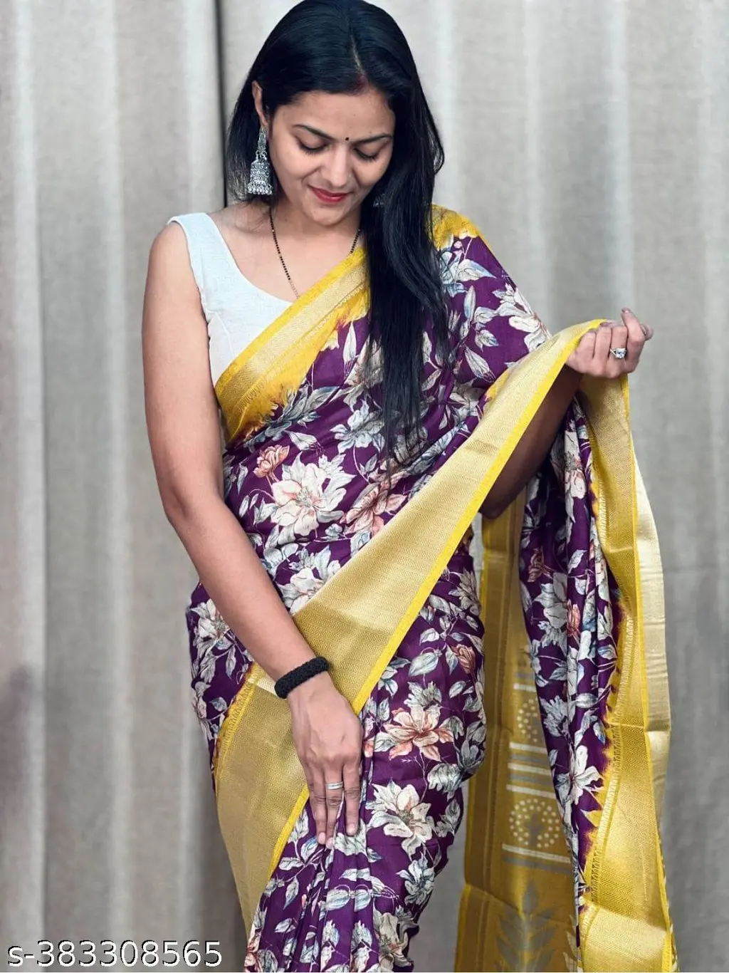 Amritvani Purple Dola Silk Blouse - Image 4