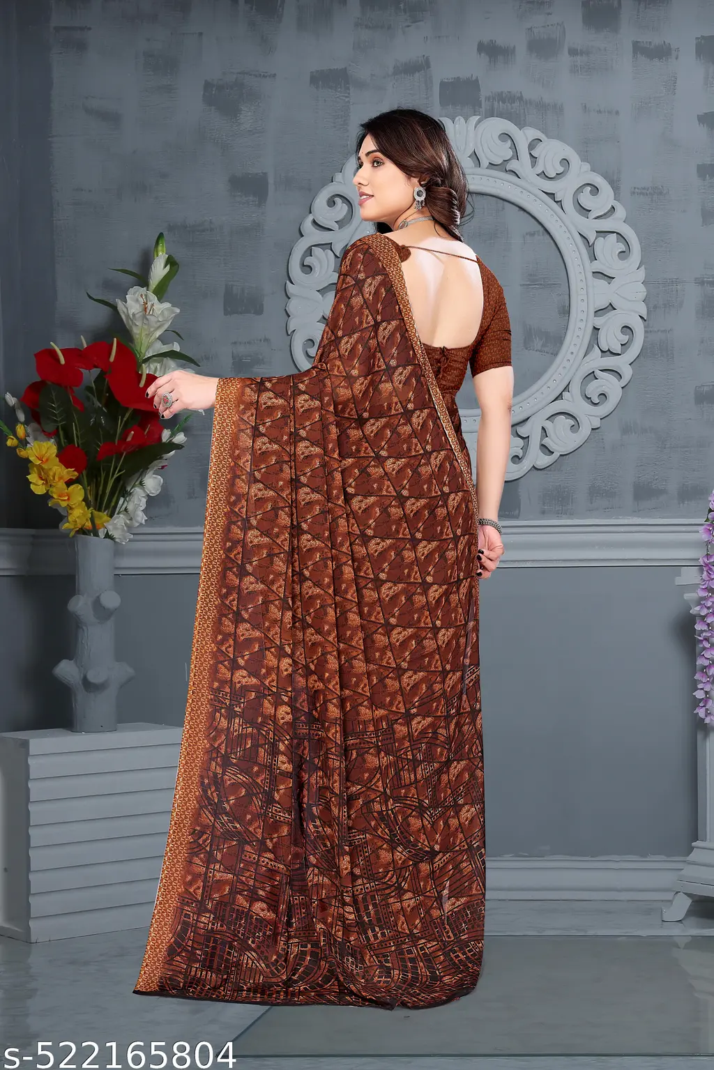 Georgette Printed Saree: New Arrival - Image 3