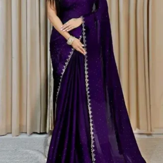 Beaded Satin Silk Saree: Elegant & Trending