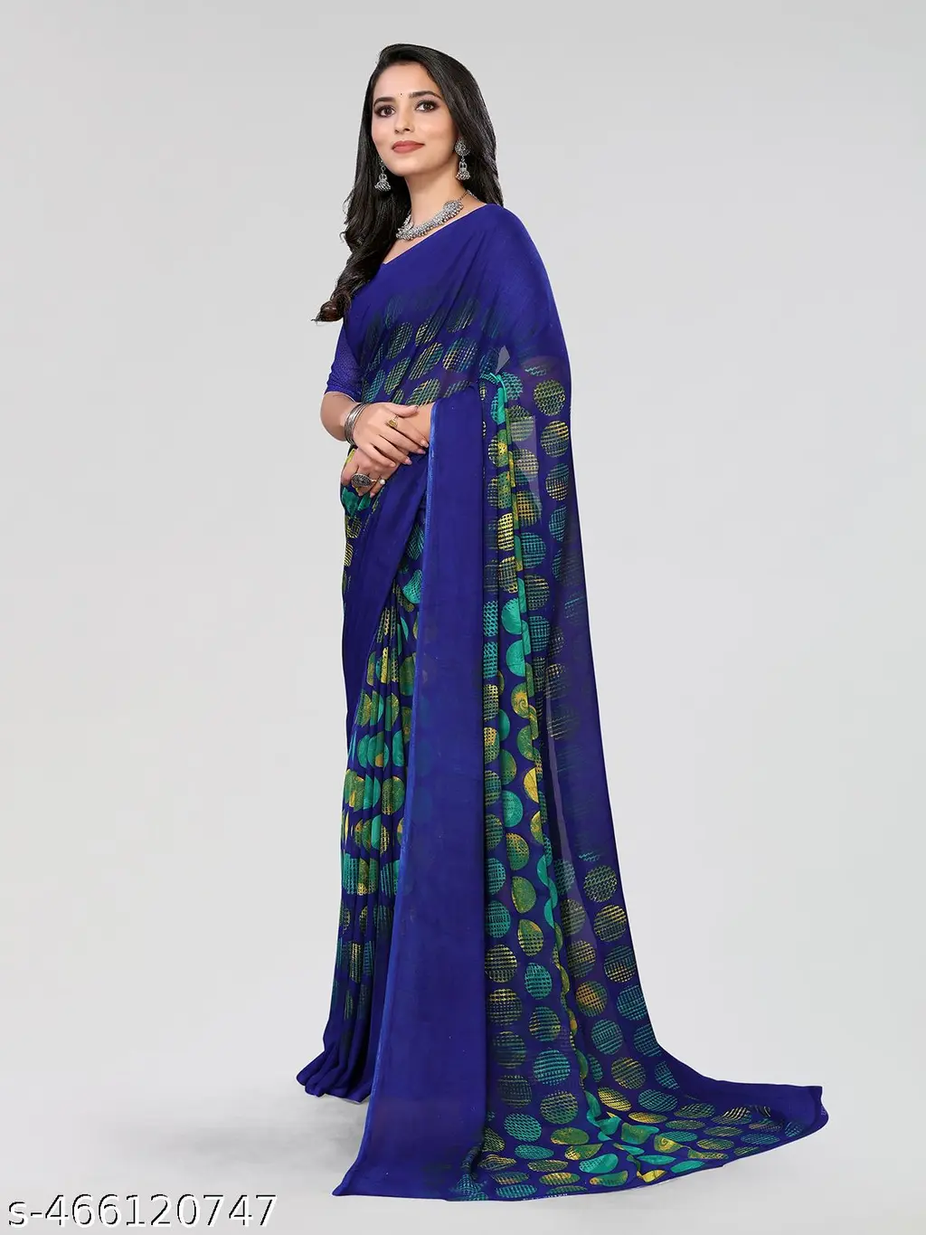 Printed Georgette Blouse Piece: Daily Wear - Image 2