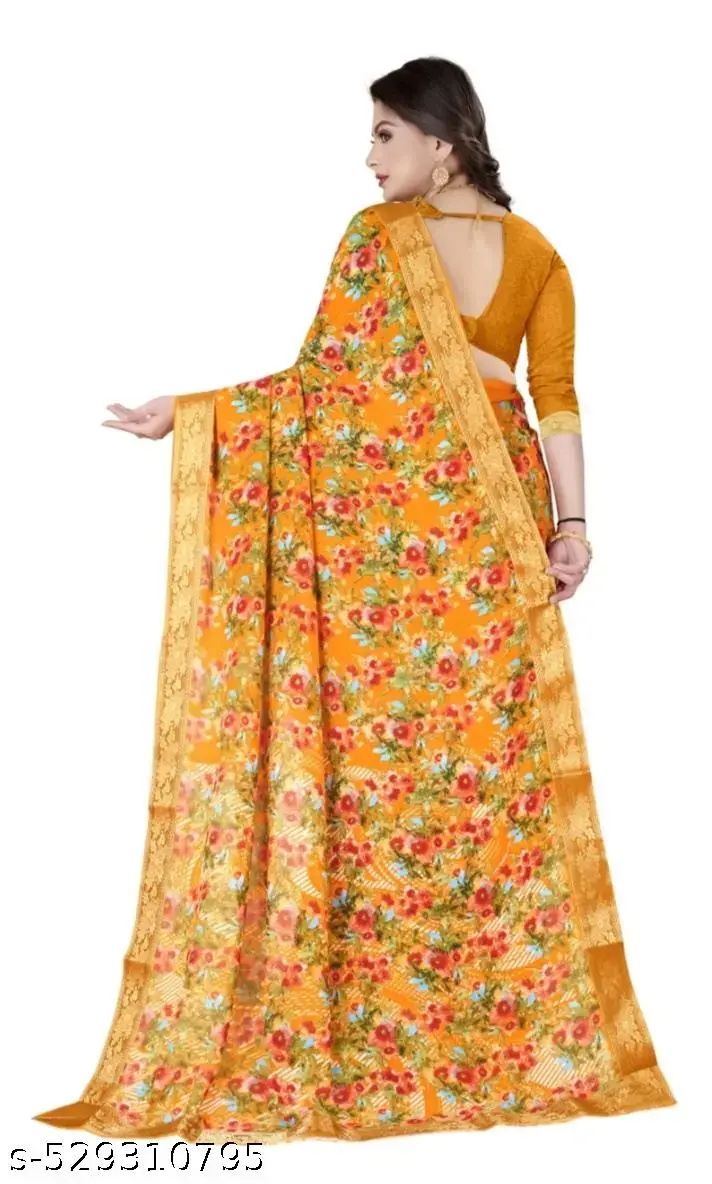 Sunny Blooms Georgette Saree - Image 4