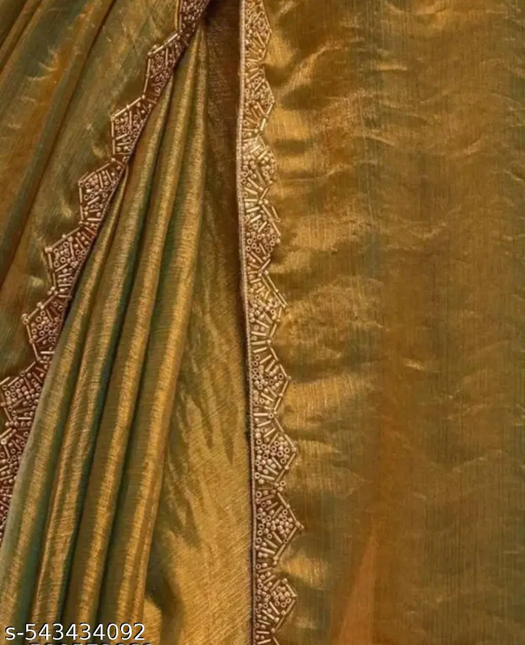 Golden Galaxy Chiffon Silk Saree - Image 4