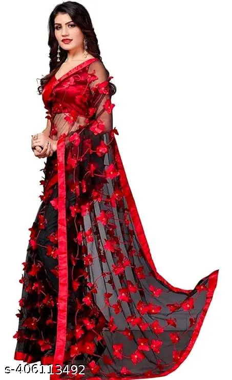 Elegant Net Saree: Heavy Embroidery - Image 3