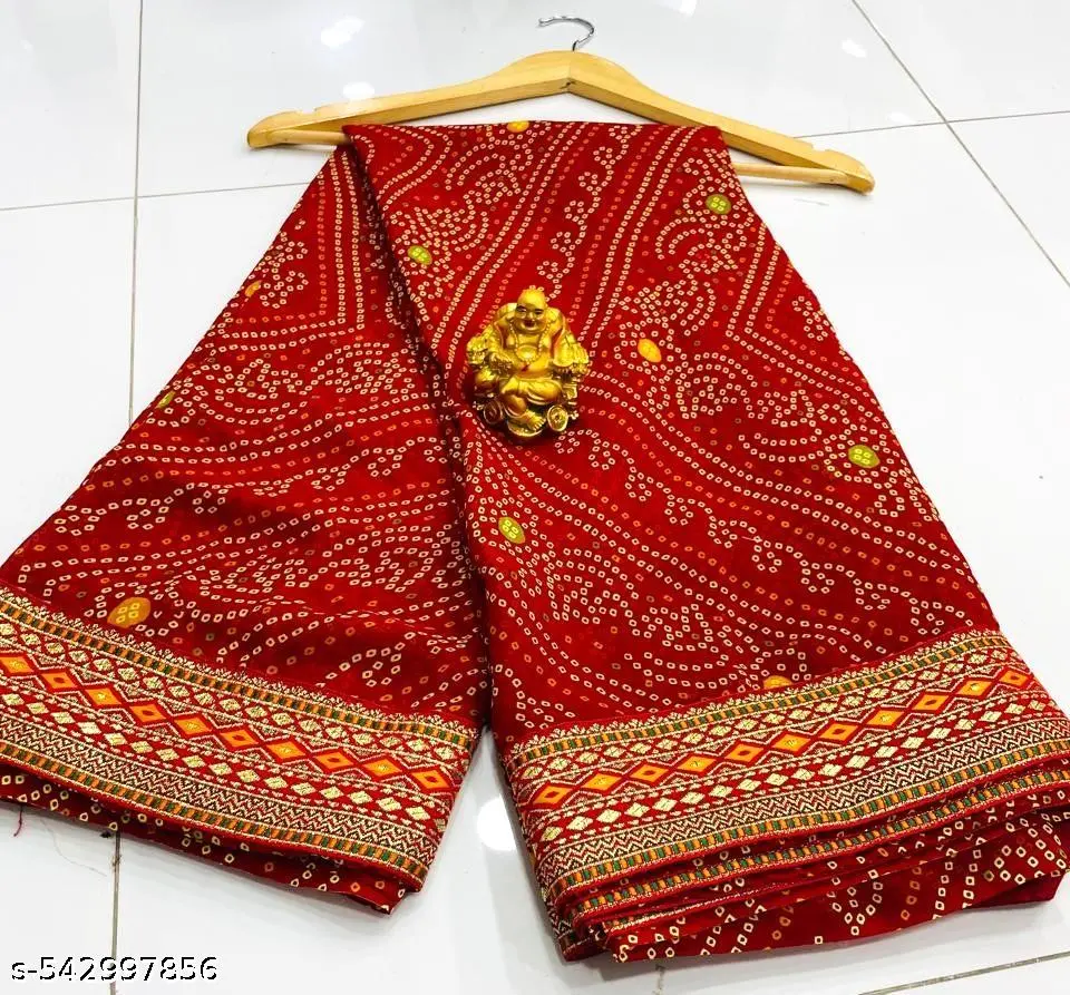 Trending Bandhani Georgette Saree for Puja - Image 3