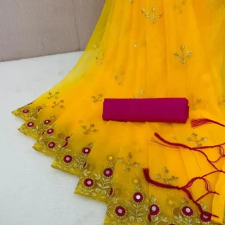 uosys_1024.webp Embroidered Net Sari Blouse Fabric