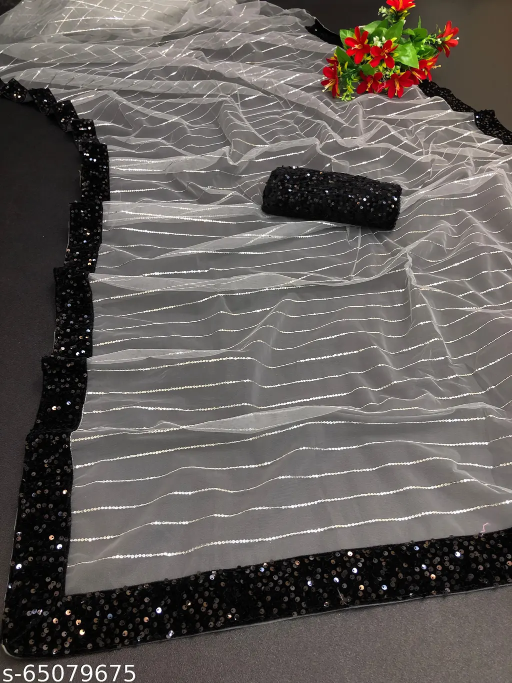 Sequence Velvet Blouse for Net Sarees - Image 3