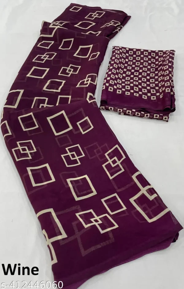 uwxd4_1024.webp Wine Georgette Saree with Blouse Piece