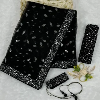 Elegant Sequined Net Sari Set