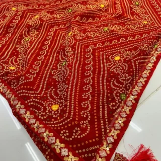 Trending Red Bandhani Georgette Saree