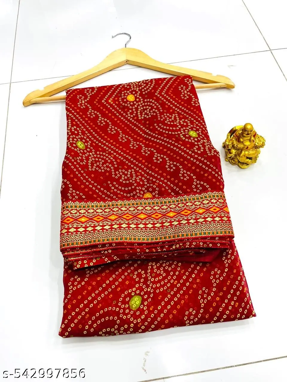 Trending Bandhani Georgette Saree for Puja - Image 4