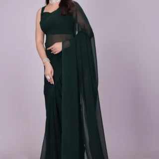 Emerald Green: Solid Saree for Women