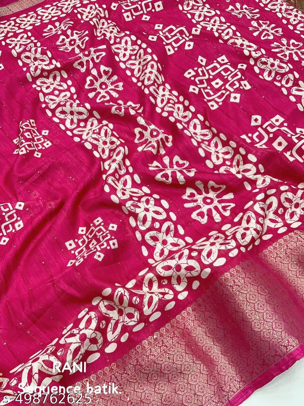 Pink Batik Sequence Saree - Image 2