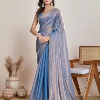 Elegant TwoTone Beaded Party Saree