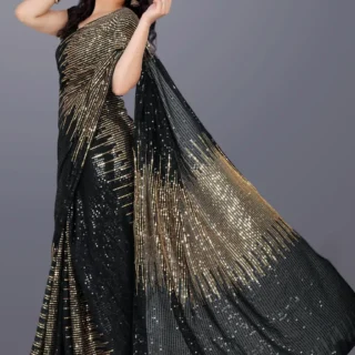 Georgette Sequence Saree with Silk Blouse