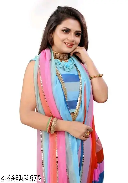 Bollywood Georgette Saree: Digital Print Pink - Image 3
