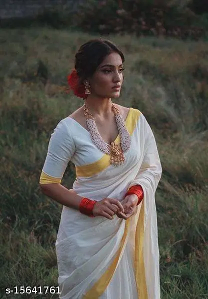 Handwoven Kerala Kasavu Saree Blouse - Image 4